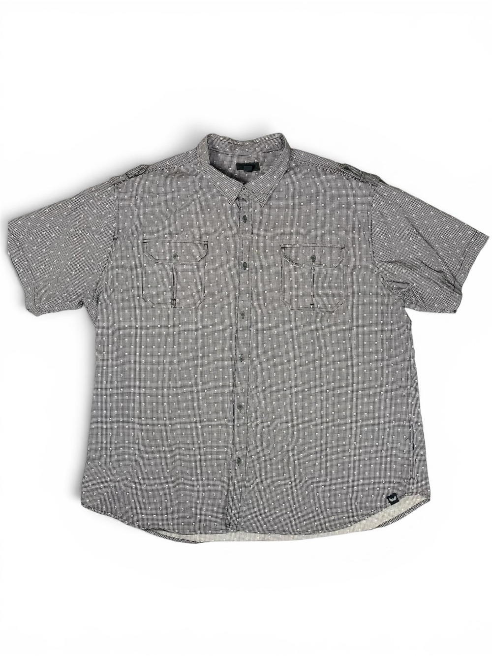 STEVE'S JEANS Men's 4X Black White Skull Geometric Button-Up Shirt Short Sleeve